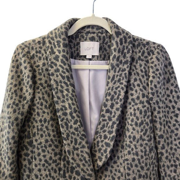 Loft Wool Blend Leopard Print One Button Blazer Jacket Size 2 - Picture 5 of 6